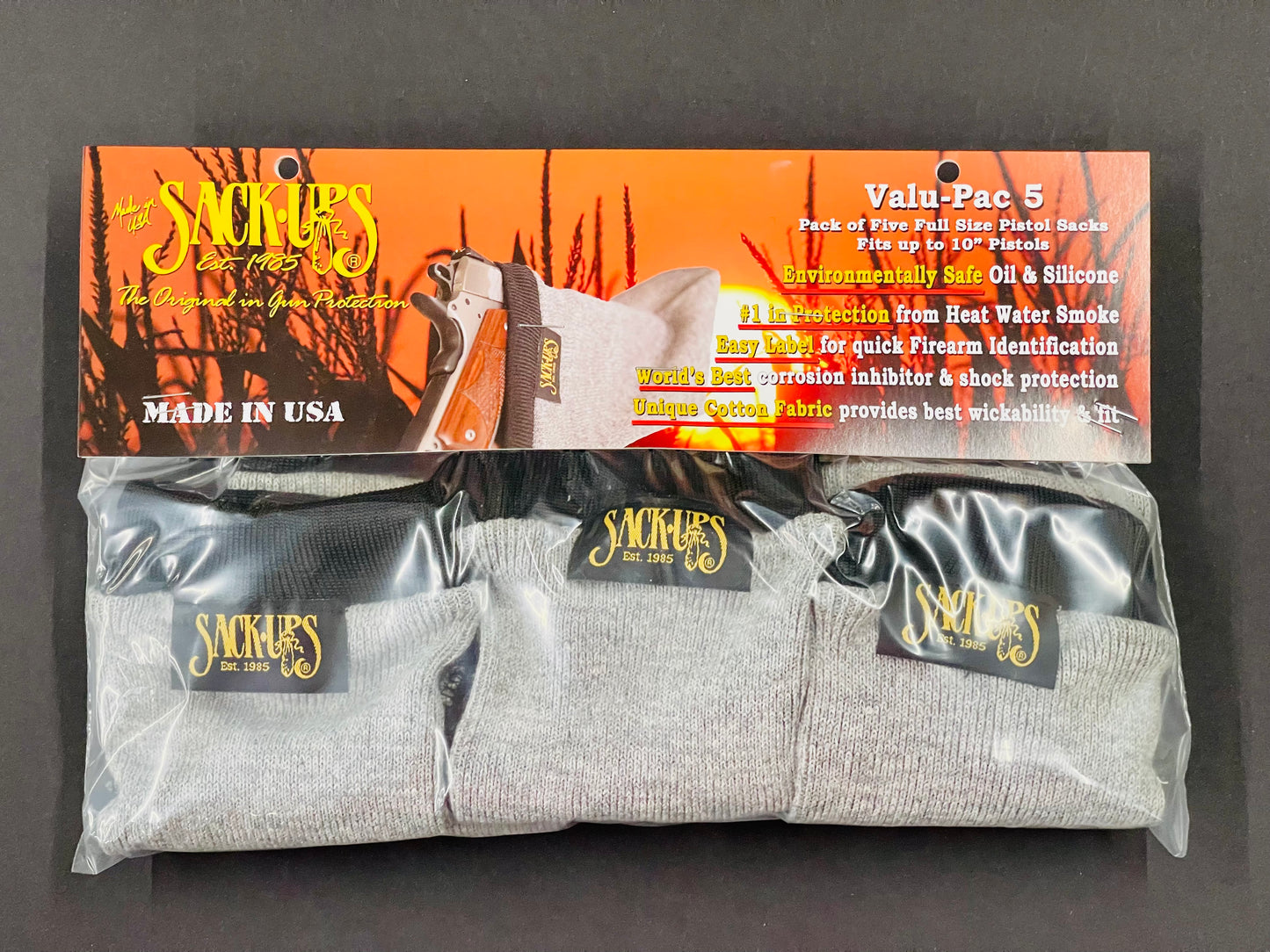 Model 208 — 10" Handgun Sack-Ups (5-Pack)